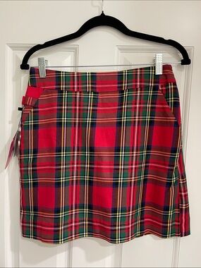 Royal & Awesome Red Tartan Plaid Golf Skirt - Women's  Size 8 NWT